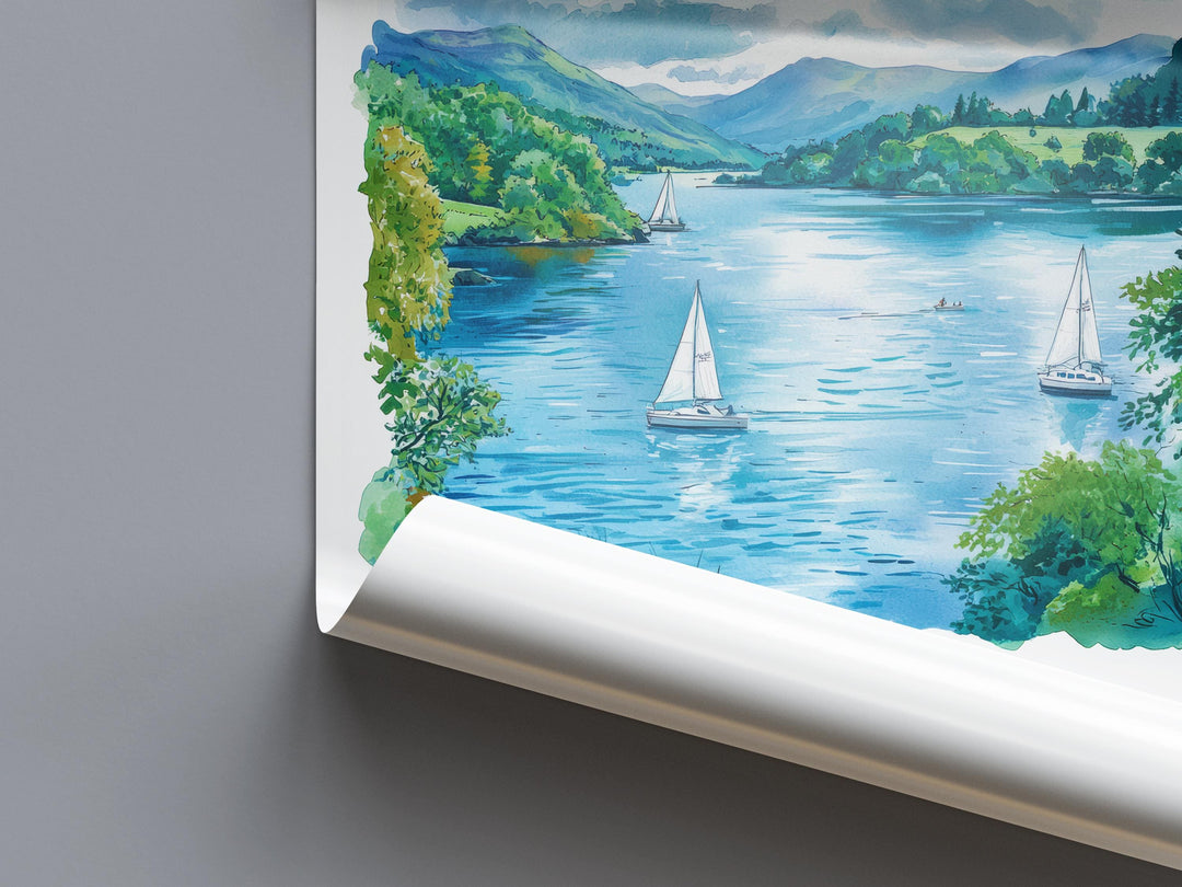 Windermere Watercolor Poster Wall Art Windermere Wall Hanging Home Décor Windermere Gift Art Lovers United Kingdom Wall Art