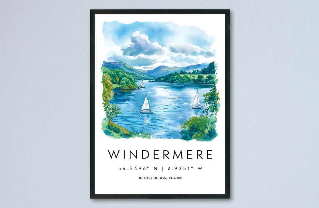 Windermere Watercolor Poster Wall Art Windermere Wall Hanging Home Décor Windermere Gift Art Lovers United Kingdom Wall Art