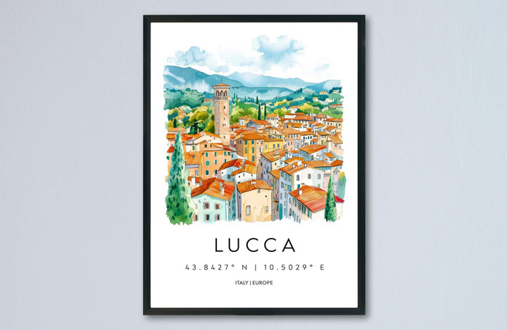 Lucca Watercolor Poster Wall Art Lucca Wall Hanging Home Décor Lucca Gift Art Lovers Italy Wall Art