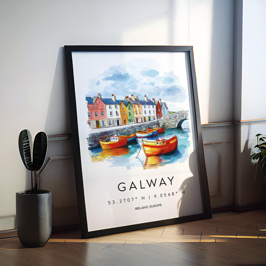 Galway Watercolor Poster Wall Art Galway Wall Hanging Home Décor Galway Gift Art Lovers Ireland Wall Art