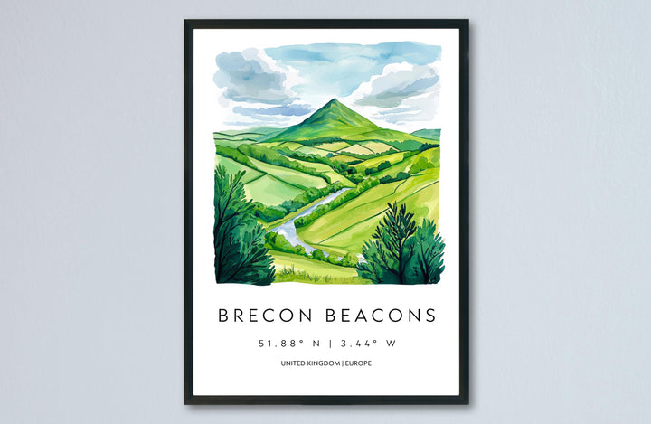 Brecon Beacons Watercolor Poster Wall Art Brecon Beacons Wall Hanging Home Décor Brecon Beacons Gift Art Lovers United Kingdom Wall Art