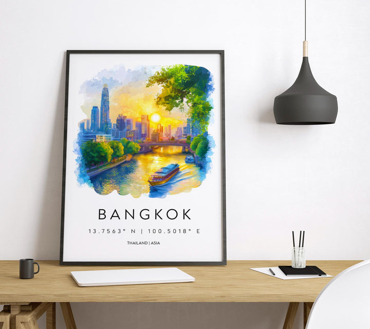 Bangkok watercolor poster Wall Art Bangkok Wall Hanging Home Décor Bangkok Gift Art Lovers Thailand Art Lover Gift