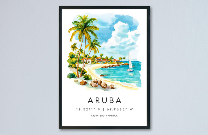 Aruba Watercolor Poster Wall Art Aruba Wall Hanging Home Décor Aruba Gift Art Lovers Caribbean Wall Art