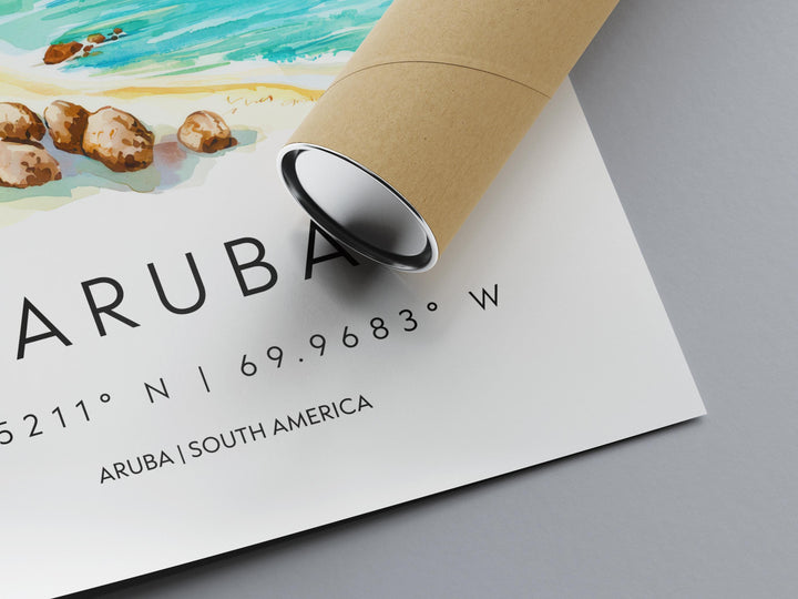 Aruba Watercolor Poster Wall Art Aruba Wall Hanging Home Décor Aruba Gift Art Lovers Caribbean Wall Art