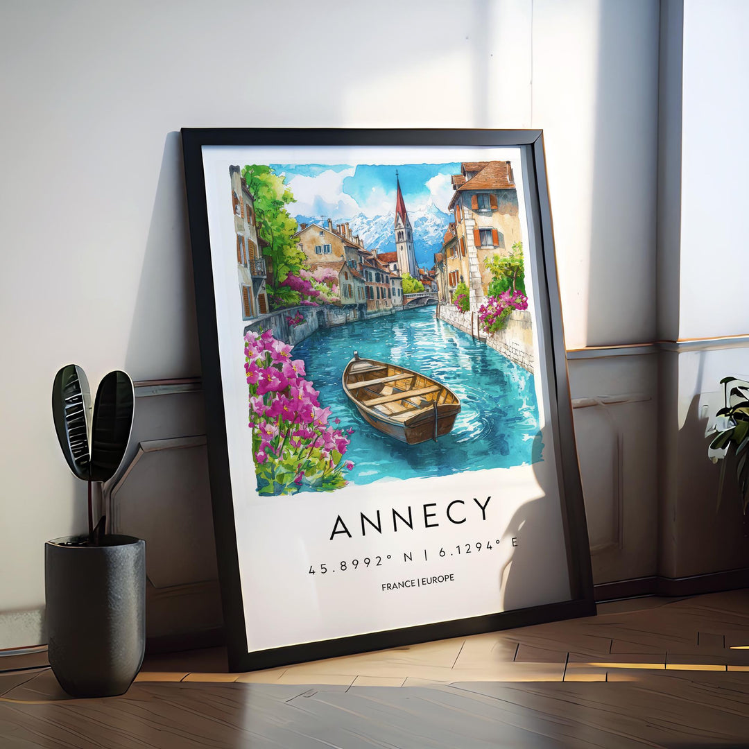 Annecy Watercolor Poster Wall Art Annecy Wall Hanging Home Décor Annecy Gift Art Lovers France Wall Art