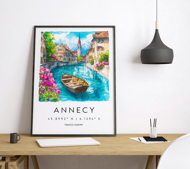 Annecy Watercolor Poster Wall Art Annecy Wall Hanging Home Décor Annecy Gift Art Lovers France Wall Art