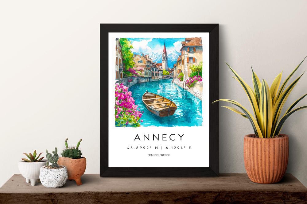 Annecy Watercolor Poster Wall Art Annecy Wall Hanging Home Décor Annecy Gift Art Lovers France Wall Art