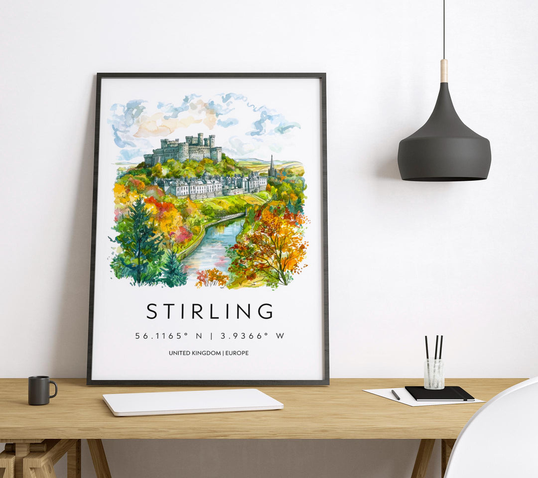 Stirling Watercolor Poster Wall Art Stirling Wall Hanging Home Décor Stirling Gift Art Lovers Scotland Wall Art
