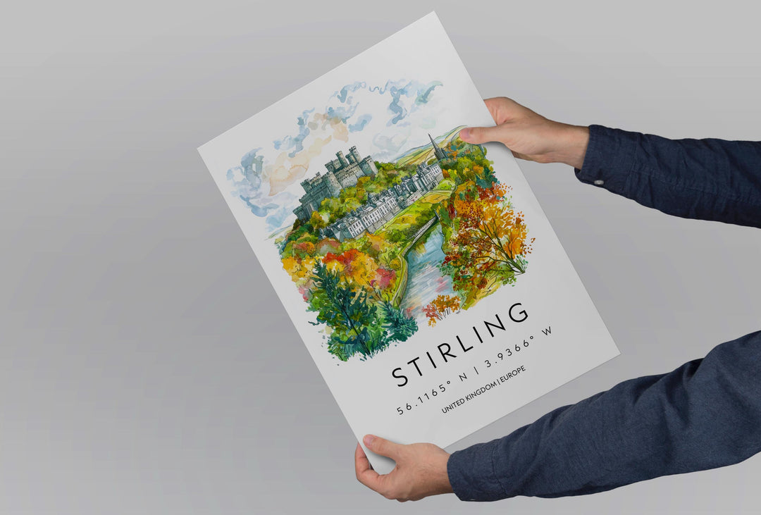 Stirling Watercolor Poster Wall Art Stirling Wall Hanging Home Décor Stirling Gift Art Lovers Scotland Wall Art