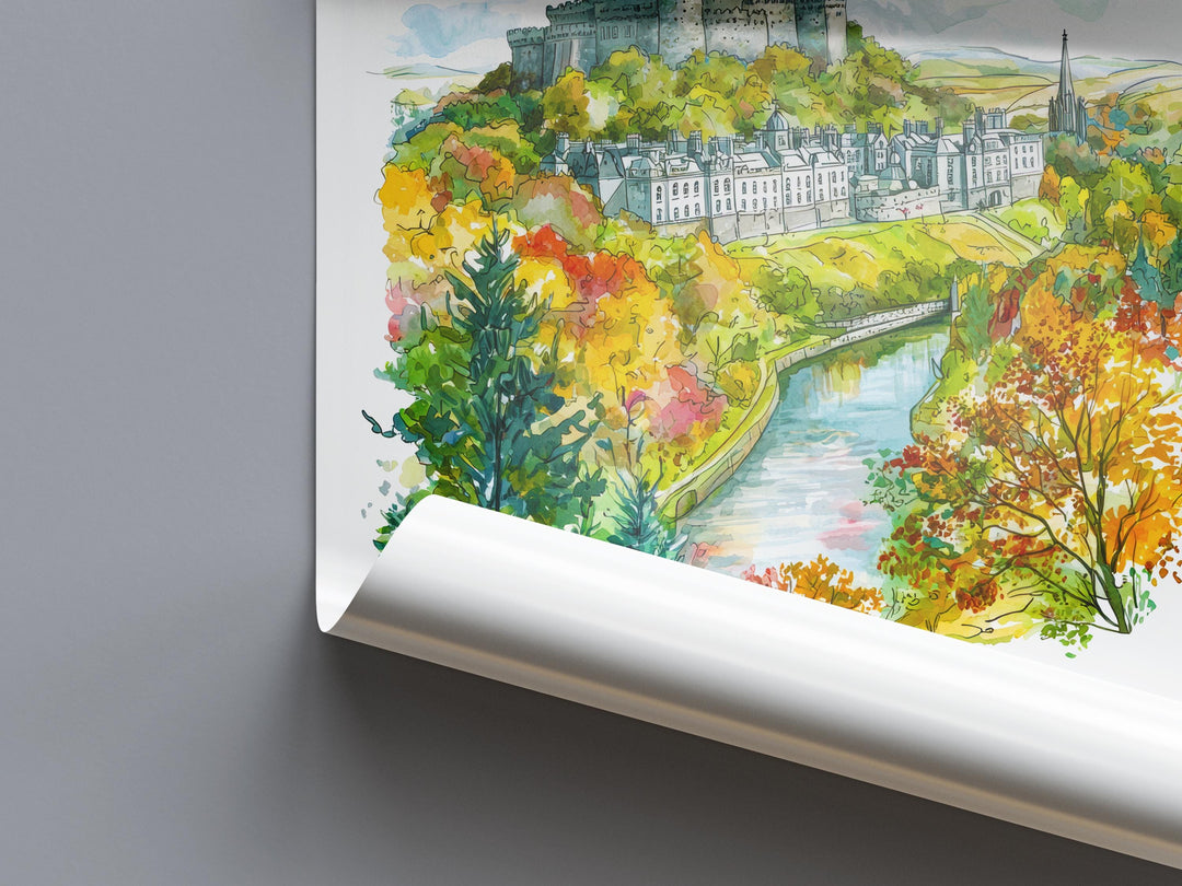 Stirling Watercolor Poster Wall Art Stirling Wall Hanging Home Décor Stirling Gift Art Lovers Scotland Wall Art