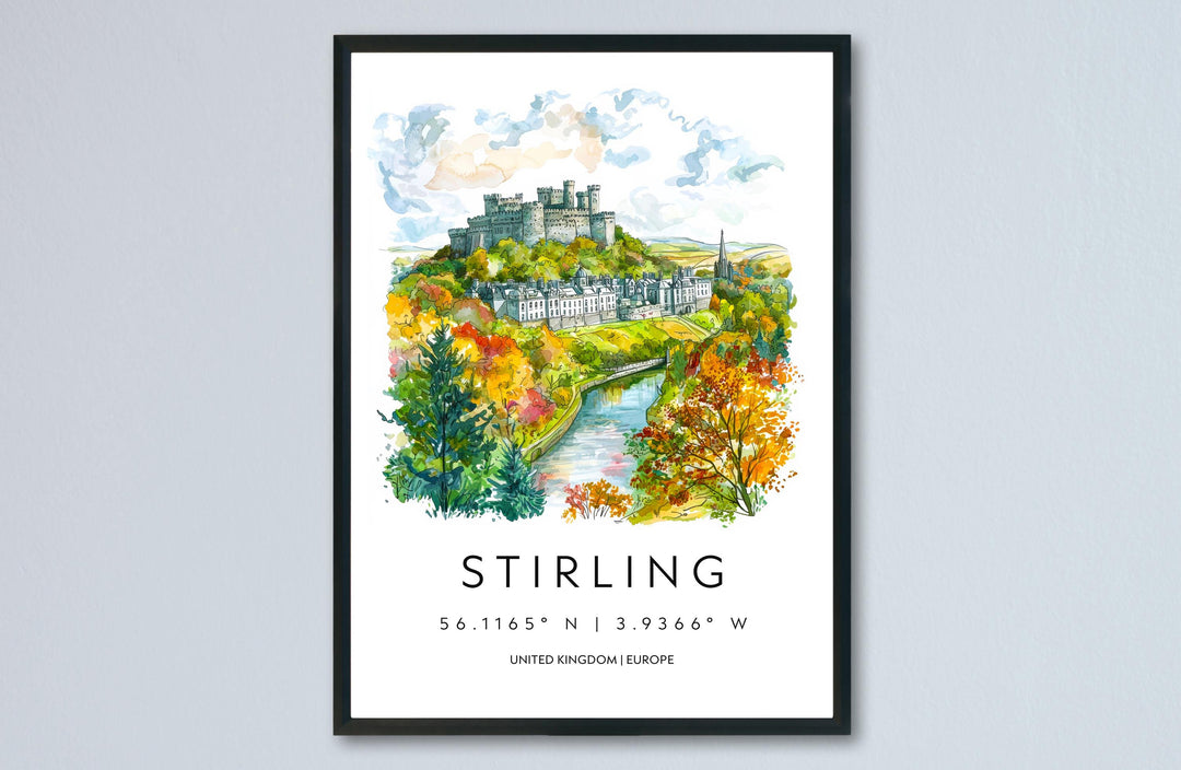 Stirling Watercolor Poster Wall Art Stirling Wall Hanging Home Décor Stirling Gift Art Lovers Scotland Wall Art