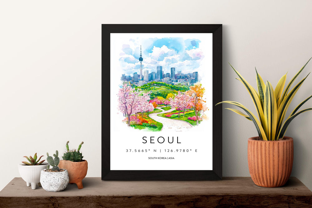 Seoul Watercolor Poster Wall Art Seoul Wall Hanging Home Décor Seoul Gift Art Lovers South Korea Wall Art