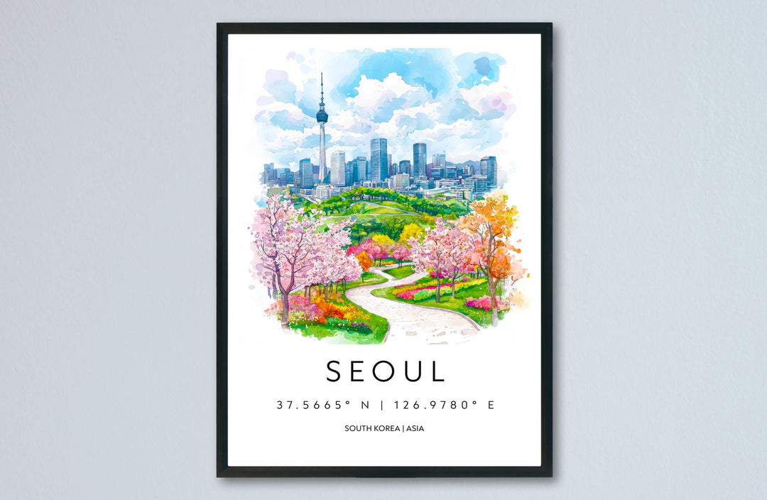 Seoul Watercolor Poster Wall Art Seoul Wall Hanging Home Décor Seoul Gift Art Lovers South Korea Wall Art