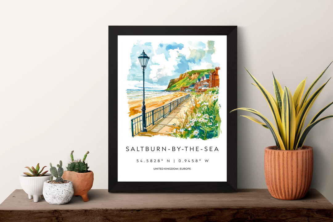 Saltburn-by-the-Sea Watercolor Poster Wall Art Saltburn-by-the-Sea Wall Hanging Home Décor Saltburn-by-the-Sea Gift Art Lovers