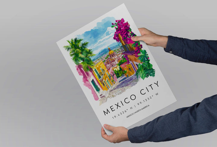 Mexico City Watercolor Poster Wall Art Mexico City Wall Hanging Home Décor Mexico City Gift Art Lovers Mexico Wall Art