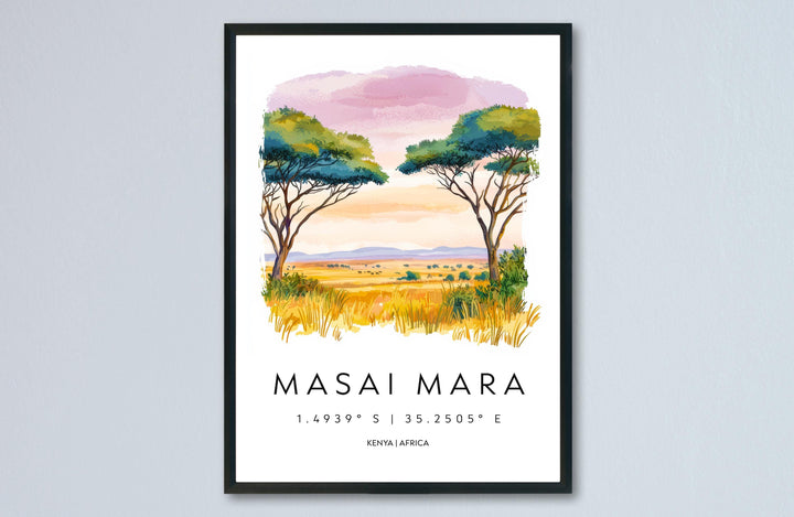 Masai Mara Watercolor Poster Wall Art Masai Mara Wall Hanging Home Décor Masai Mara Gift Art Lovers Kenya Wall Art