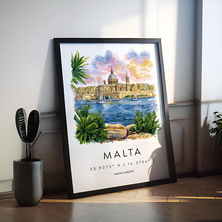 Malta Watercolor Poster Wall Art Malta Wall Hanging Home Décor Malta Gift Art Lovers Malta Wall Art