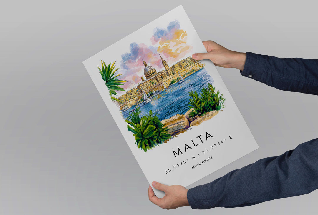 Malta Watercolor Poster Wall Art Malta Wall Hanging Home Décor Malta Gift Art Lovers Malta Wall Art