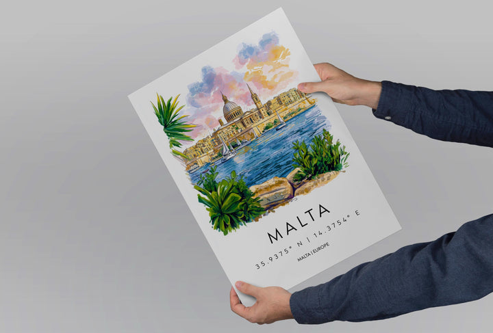 Malta Watercolor Poster Wall Art Malta Wall Hanging Home Décor Malta Gift Art Lovers Malta Wall Art