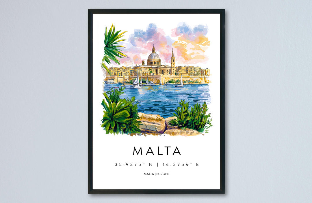 Malta Watercolor Poster Wall Art Malta Wall Hanging Home Décor Malta Gift Art Lovers Malta Wall Art