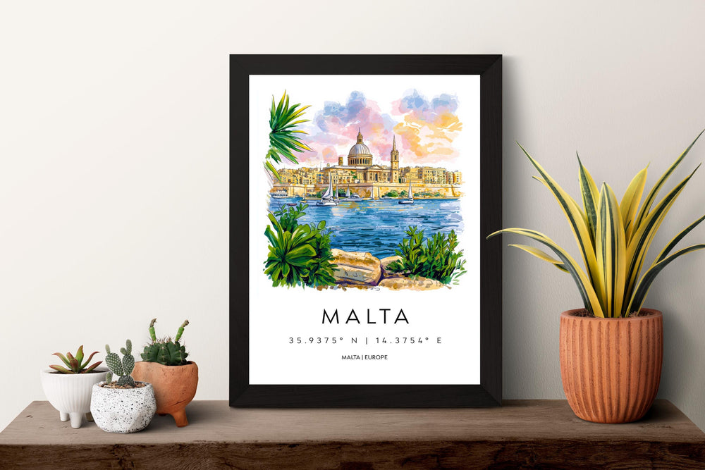 Malta Watercolor Poster Wall Art Malta Wall Hanging Home Décor Malta Gift Art Lovers Malta Wall Art