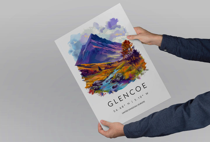 Glencoe Watercolor Poster Wall Art Glencoe Wall Hanging Home Décor Glencoe Gift Art Lovers Scotland Wall Art