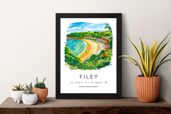 Filey Watercolor Poster Wall Art Filey Wall Hanging Home Décor Filey Gift Art Lovers United Kingdom Wall Art