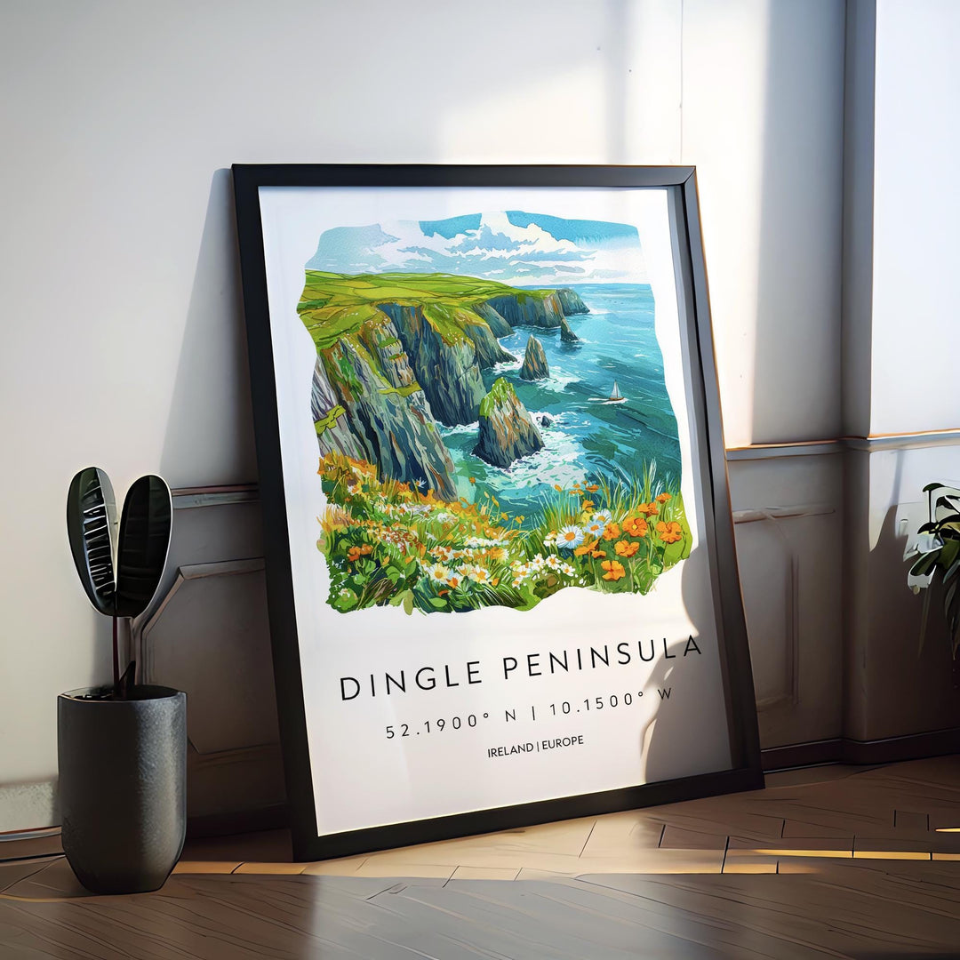 Dingle Peninsula Watercolor Poster Wall Art Dingle Peninsula Wall Hanging Home Décor Dingle Peninsula Gift Art Lovers Ireland Wall Art
