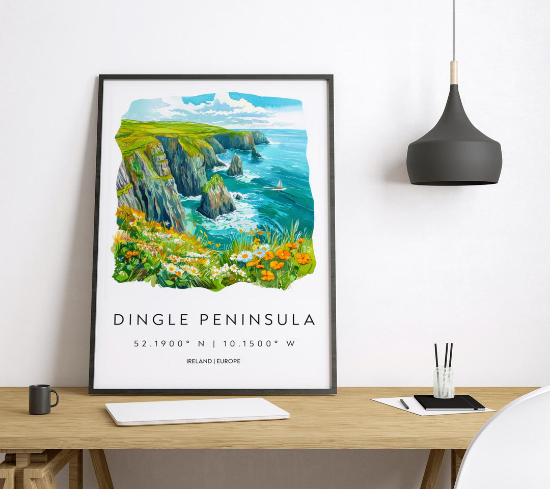 Dingle Peninsula Watercolor Poster Wall Art Dingle Peninsula Wall Hanging Home Décor Dingle Peninsula Gift Art Lovers Ireland Wall Art