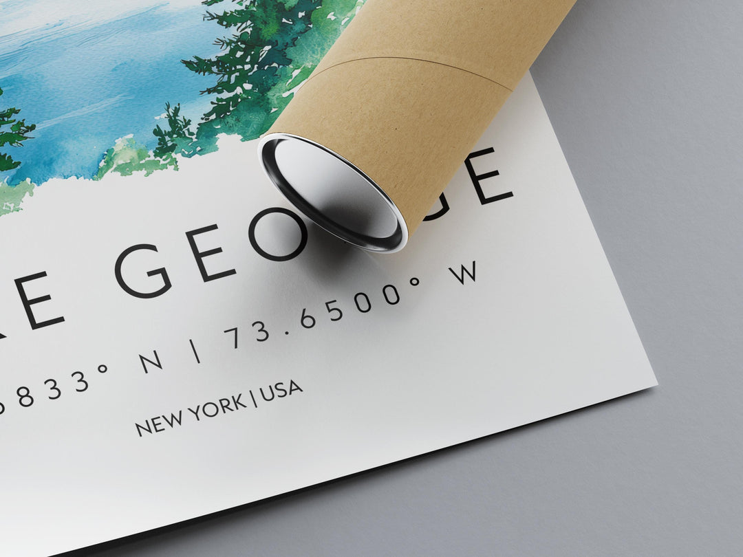 Lake George Watercolor Poster Wall Art Lake George Wall Hanging Home Décor Lake George Gift Art Lovers United States Wall Art