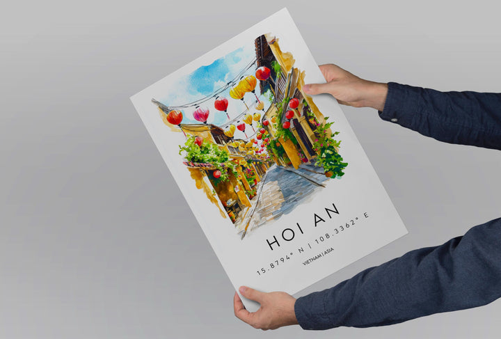 Hoi An Watercolor Poster Wall Art Hoi An Wall Hanging Home Décor Hoi An Gift Art Lovers Vietnam Wall Art