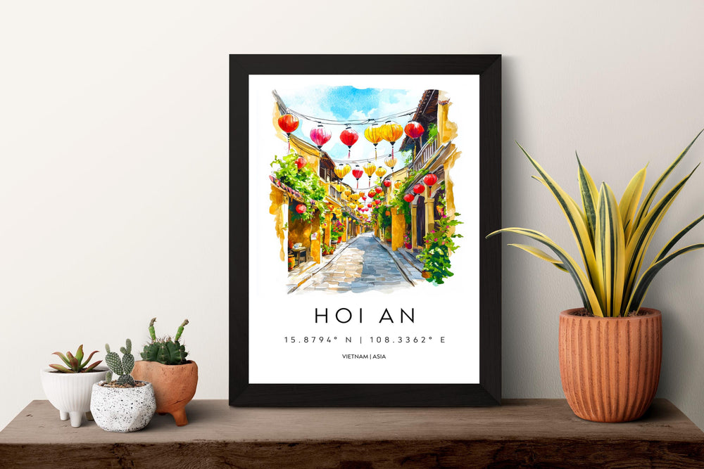 Hoi An Watercolor Poster Wall Art Hoi An Wall Hanging Home Décor Hoi An Gift Art Lovers Vietnam Wall Art