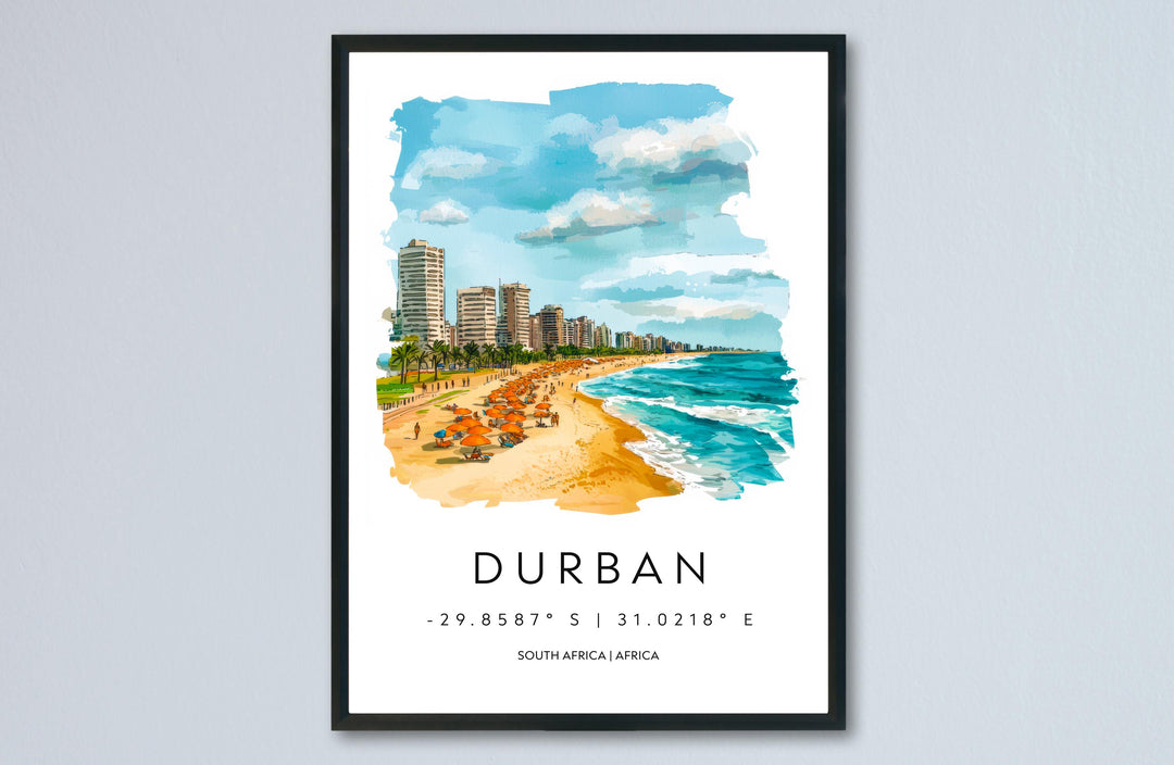 Durban Watercolor Poster Wall Art Durban Wall Hanging Home Décor Durban Gift Art Lovers South Africa Wall Art