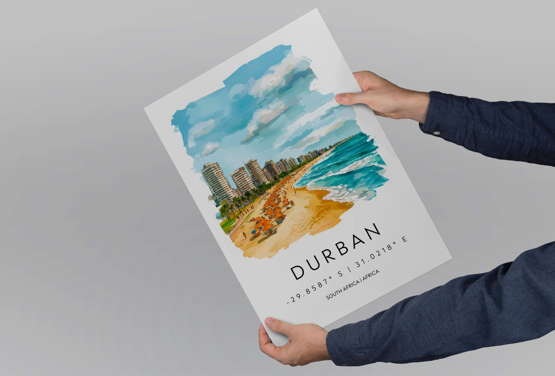 Durban Watercolor Poster Wall Art Durban Wall Hanging Home Décor Durban Gift Art Lovers South Africa Wall Art
