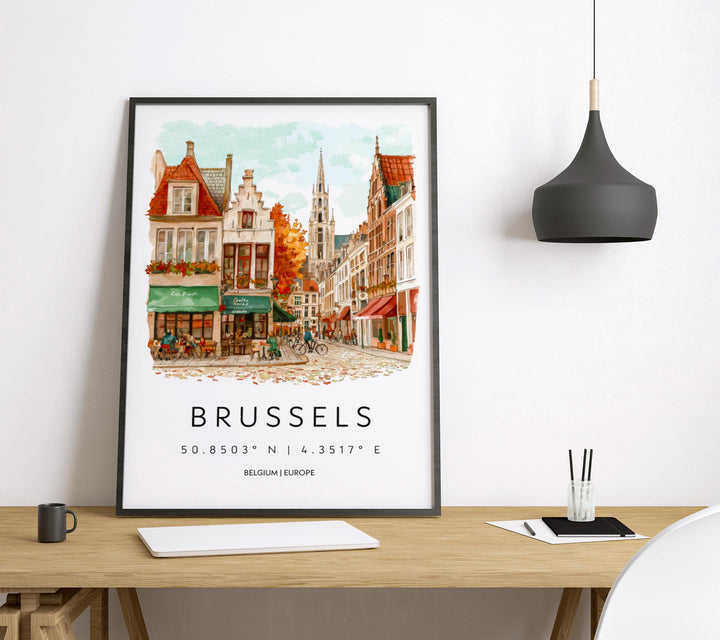 Brussels Watercolor Poster Wall Art Brussels Wall Hanging Home Décor Brussels Gift Art Lovers Belgium Wall Art