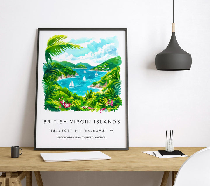 British Virgin Islands Watercolor Poster Wall Art British Virgin Islands Wall Hanging Home Décor British Virgin Islands Gift Art Lovers