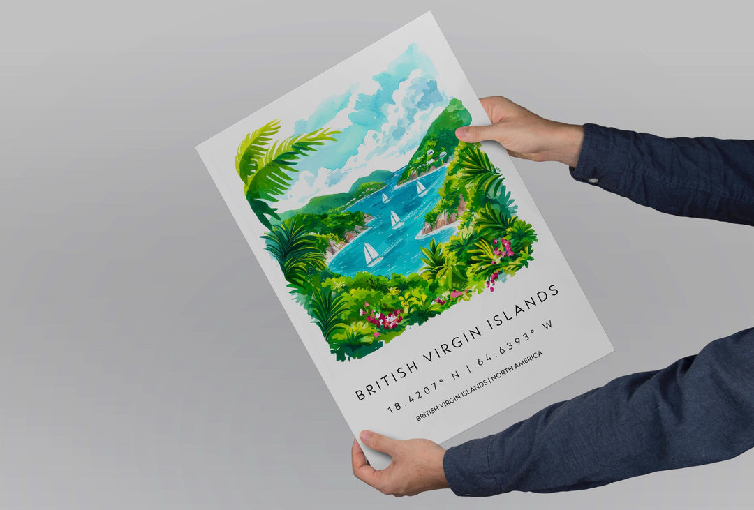 British Virgin Islands Watercolor Poster Wall Art British Virgin Islands Wall Hanging Home Décor British Virgin Islands Gift Art Lovers