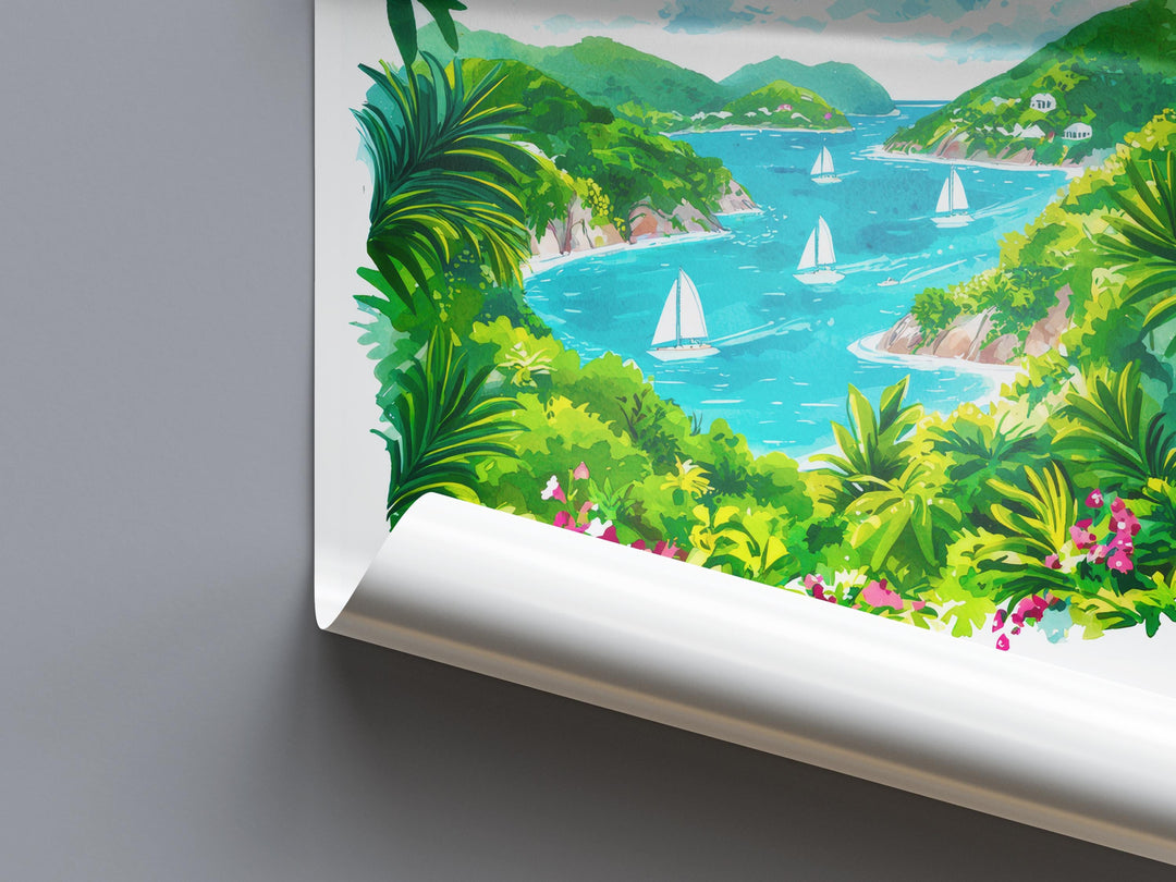 British Virgin Islands Watercolor Poster Wall Art British Virgin Islands Wall Hanging Home Décor British Virgin Islands Gift Art Lovers