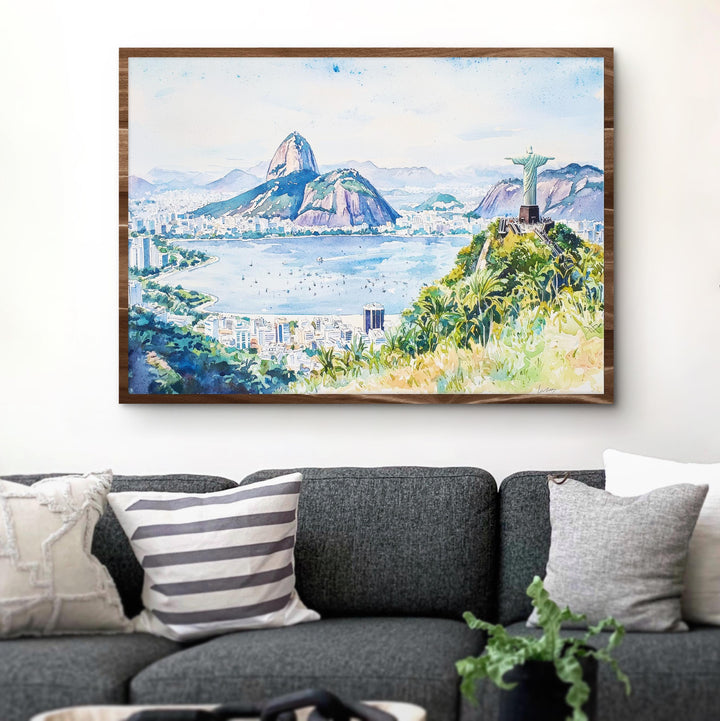 Rio de Janeiro Watercolor Poster Landscape Wall Art Rio de Janeiro Wall Hanging Home Décor Rio de Janeiro Gift Art Lovers Brazil Wall Art