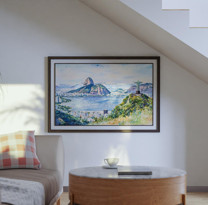 Rio de Janeiro Watercolor Poster Landscape Wall Art Rio de Janeiro Wall Hanging Home Décor Rio de Janeiro Gift Art Lovers Brazil Wall Art