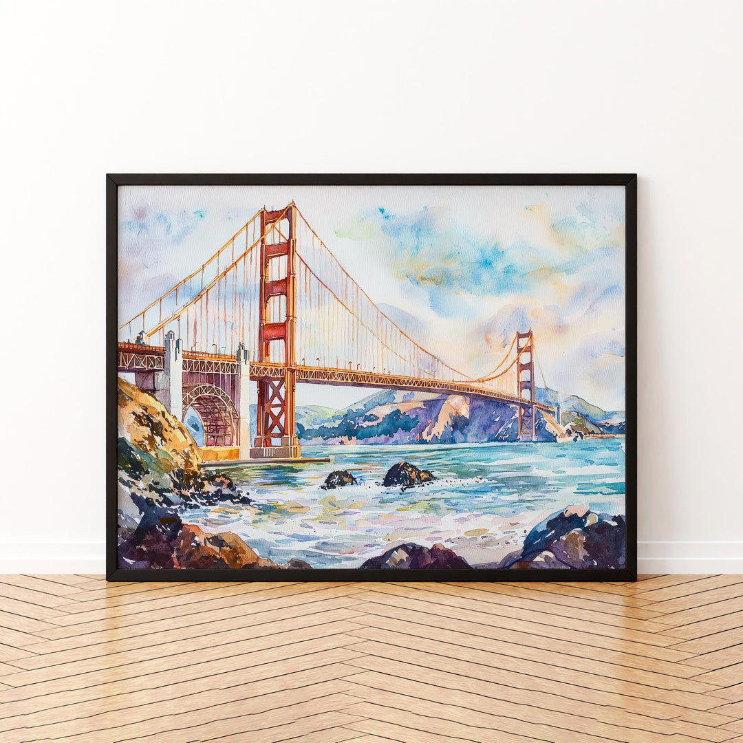 San Francisco Watercolor Poster Landscape Wall Art San Francisco Wall Hanging Home Décor San Francisco Gift Art Lovers United States Art