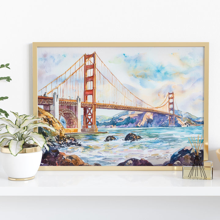 San Francisco Watercolor Poster Landscape Wall Art San Francisco Wall Hanging Home Décor San Francisco Gift Art Lovers United States Art