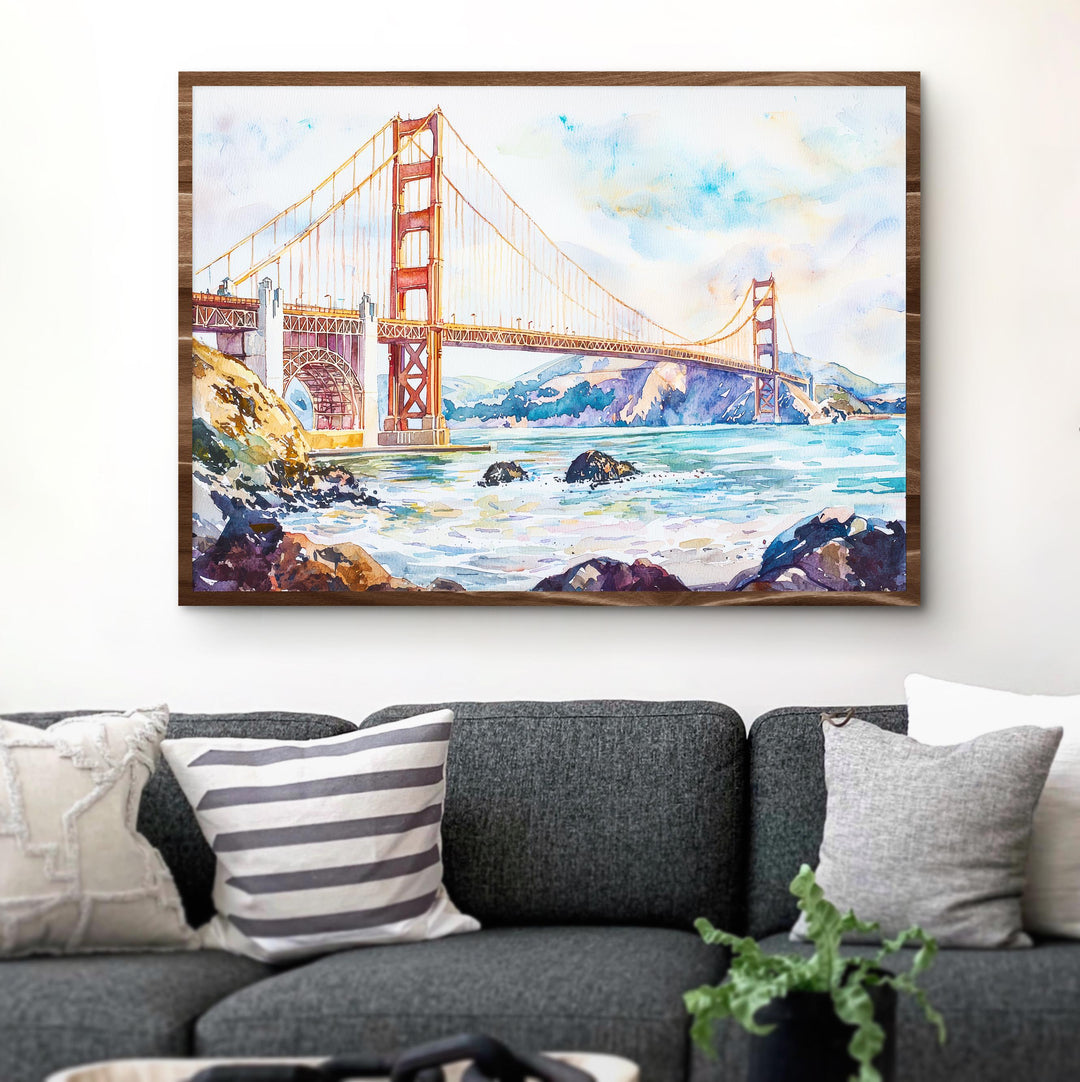 San Francisco Watercolor Poster Landscape Wall Art San Francisco Wall Hanging Home Décor San Francisco Gift Art Lovers United States Art