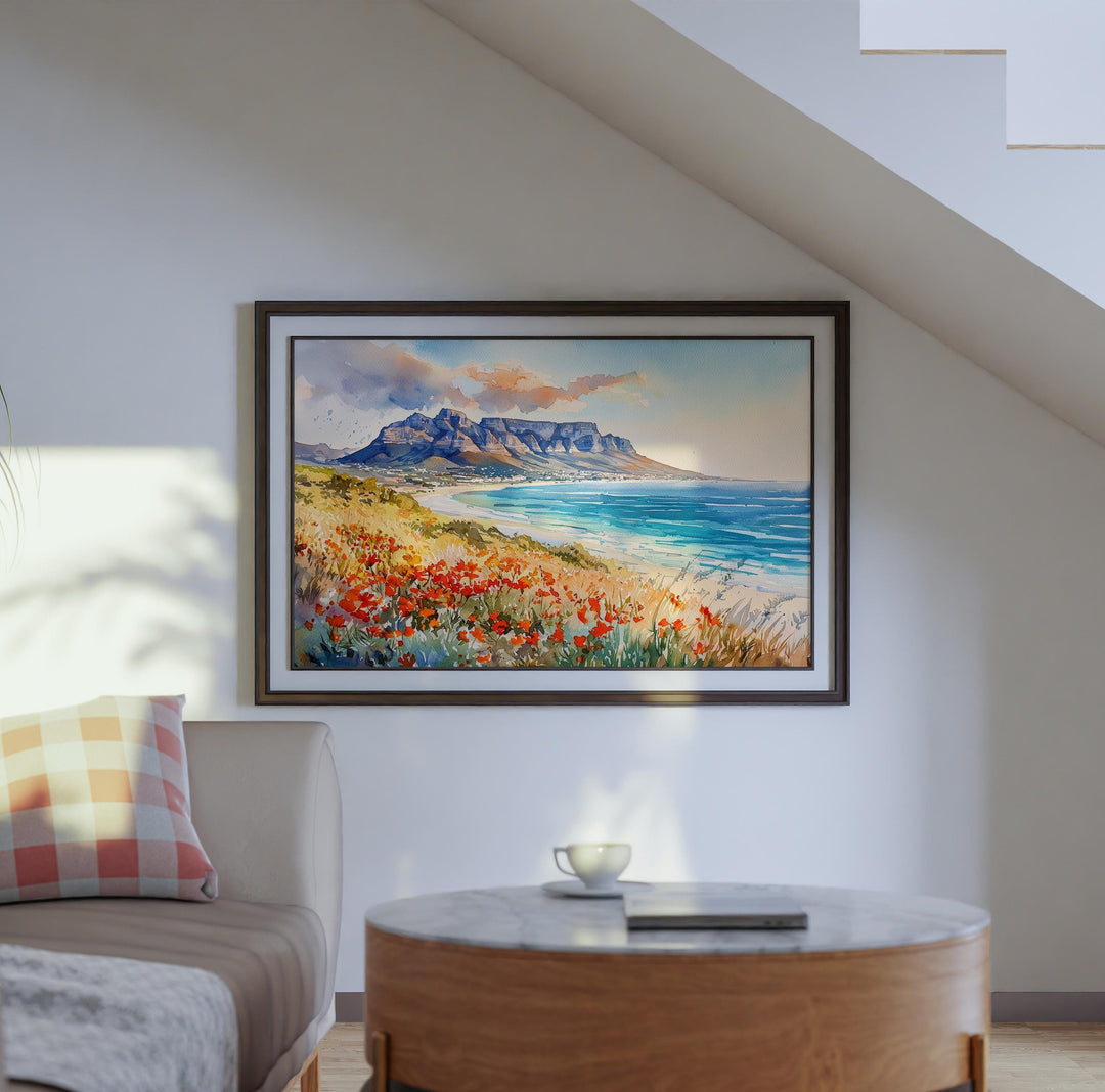 Cape Town Watercolor Poster Landscape Wall Art Cape Town Wall Hanging Home Décor Cape Town Gift Art Lovers South Africa Wall Art