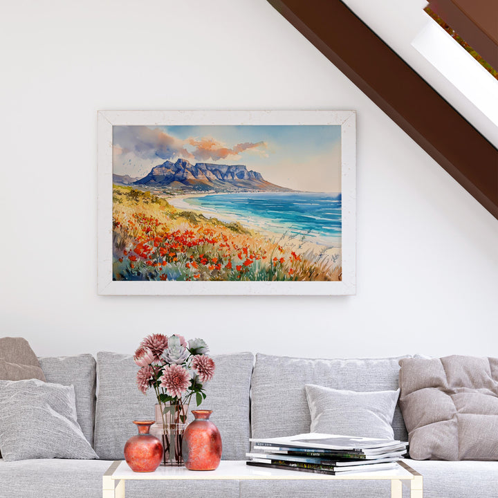 Cape Town Watercolor Poster Landscape Wall Art Cape Town Wall Hanging Home Décor Cape Town Gift Art Lovers South Africa Wall Art