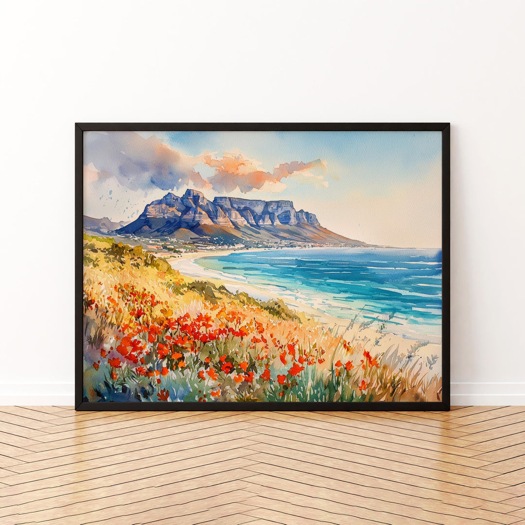 Cape Town Watercolor Poster Landscape Wall Art Cape Town Wall Hanging Home Décor Cape Town Gift Art Lovers South Africa Wall Art