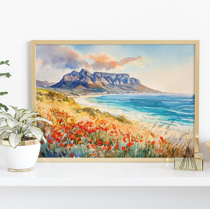 Cape Town Watercolor Poster Landscape Wall Art Cape Town Wall Hanging Home Décor Cape Town Gift Art Lovers South Africa Wall Art