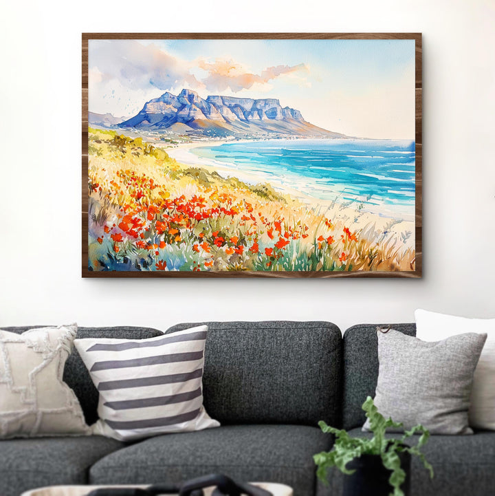 Cape Town Watercolor Poster Landscape Wall Art Cape Town Wall Hanging Home Décor Cape Town Gift Art Lovers South Africa Wall Art