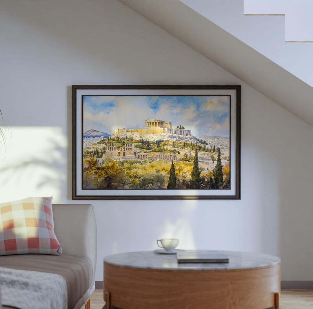 Athens Watercolor Poster Landscape Wall Art Athens Wall Hanging Home Décor Athens Gift Art Lovers Greece Wall Art