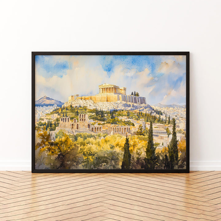 Athens Watercolor Poster Landscape Wall Art Athens Wall Hanging Home Décor Athens Gift Art Lovers Greece Wall Art